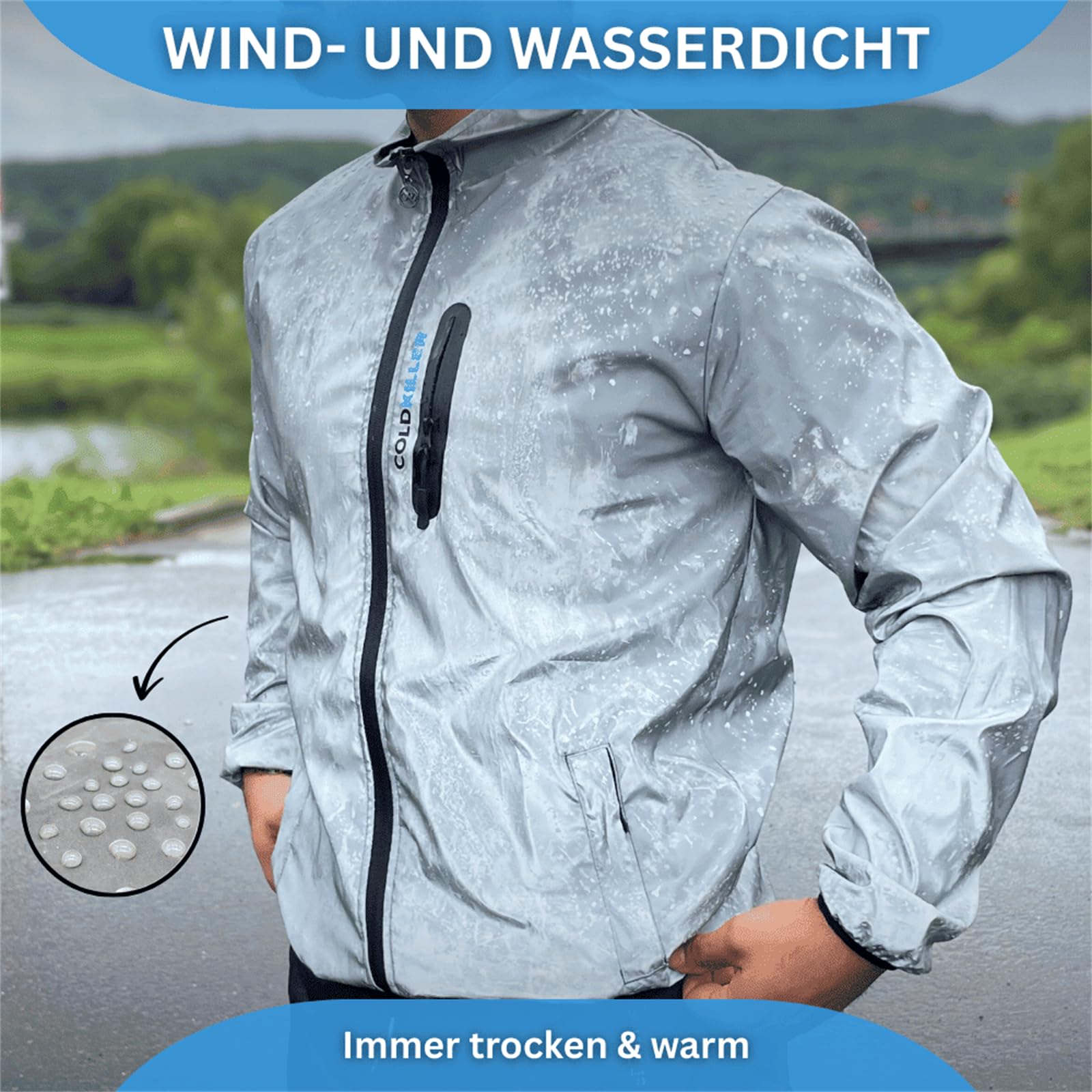 Reflektierende Fahrradjacke für Damen & Herren Reflektierende, wasserdichte und atmungsaktive Jacke Ideal zum Radfahren, Laufen und Wandern