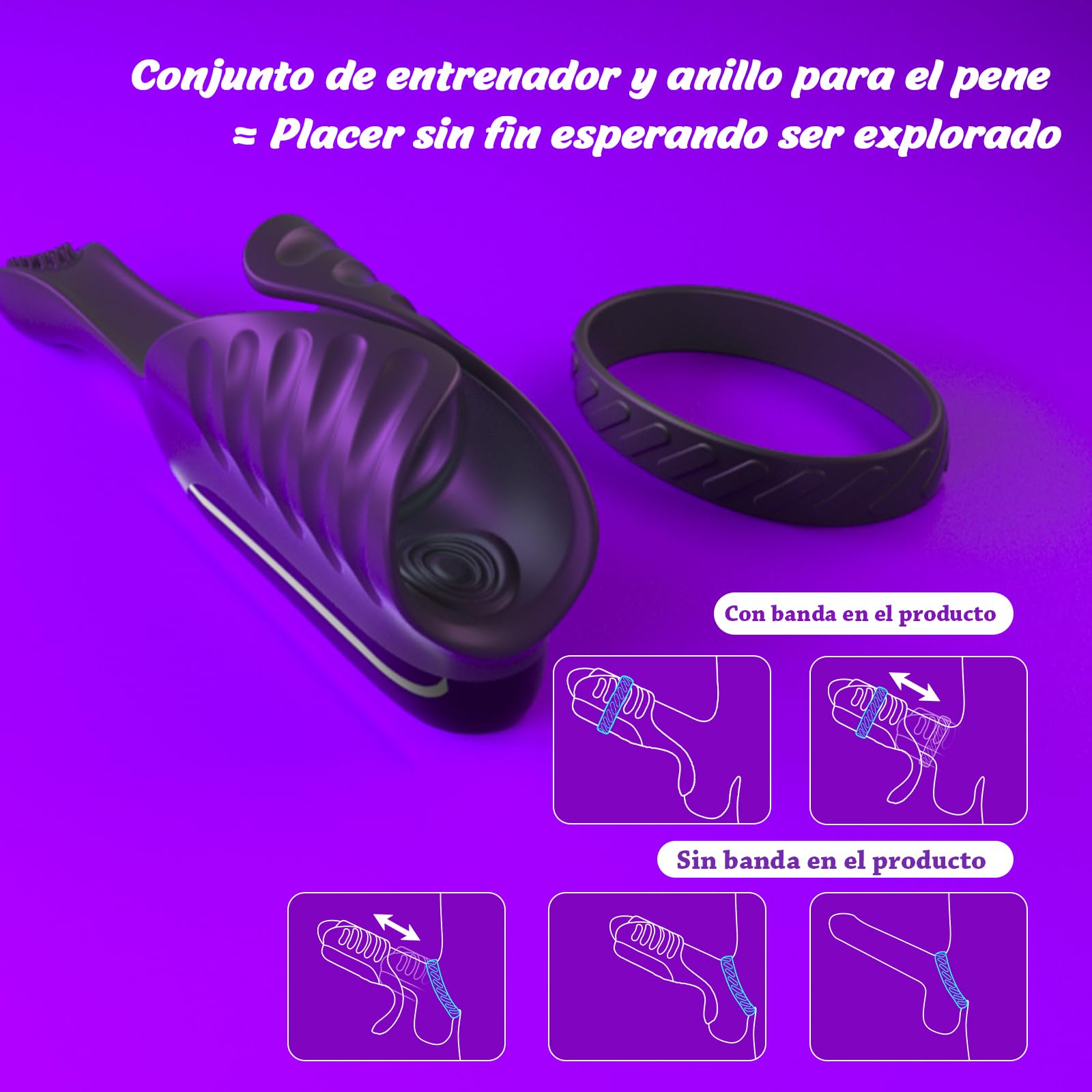 Masturbâteur Homme Mains Libres à Vibrations Par Tapotement Avec Vibromasseur De Testicules Ajustable, Masturbateurs Masculins Sex Toys, Masturbateur Sextoy Homme Automatique Avec Anneau Penien