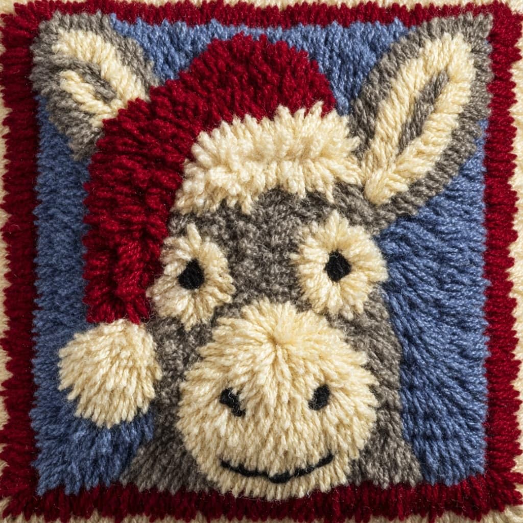AxiangziK Latch Hook Cushion Kit,Donkey DIY Embroidery Pillow Cover 43X43Cm