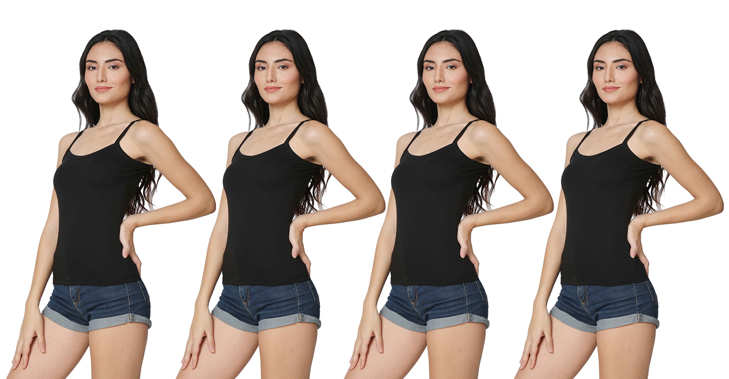 Women's Spaghetti Straps Plain Cotton Camisole Slip Seamless Tank Top-image-22
