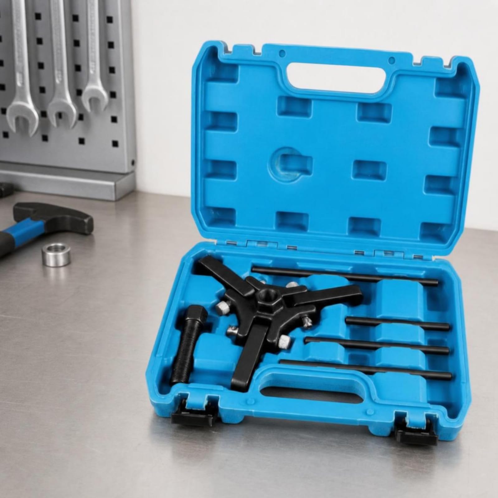 TISHITA Extractor de Polea de Cigüeñal Kit Desmontador Poleas Equilibrador Armónico de Eje con Perno Acero Resistente Estuche Portátil Cierre Seguro Adecuado
