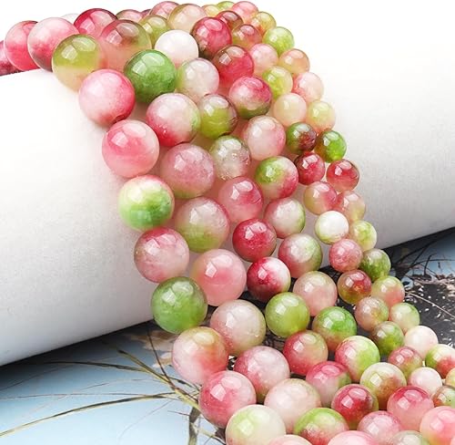 Miniatura 5 de 45 cuentas de piedras preciosas naturales de turmalina sandía natural de 0.315 pulgadas (0.315 in), cuentas redondas sueltas para la fabricación de