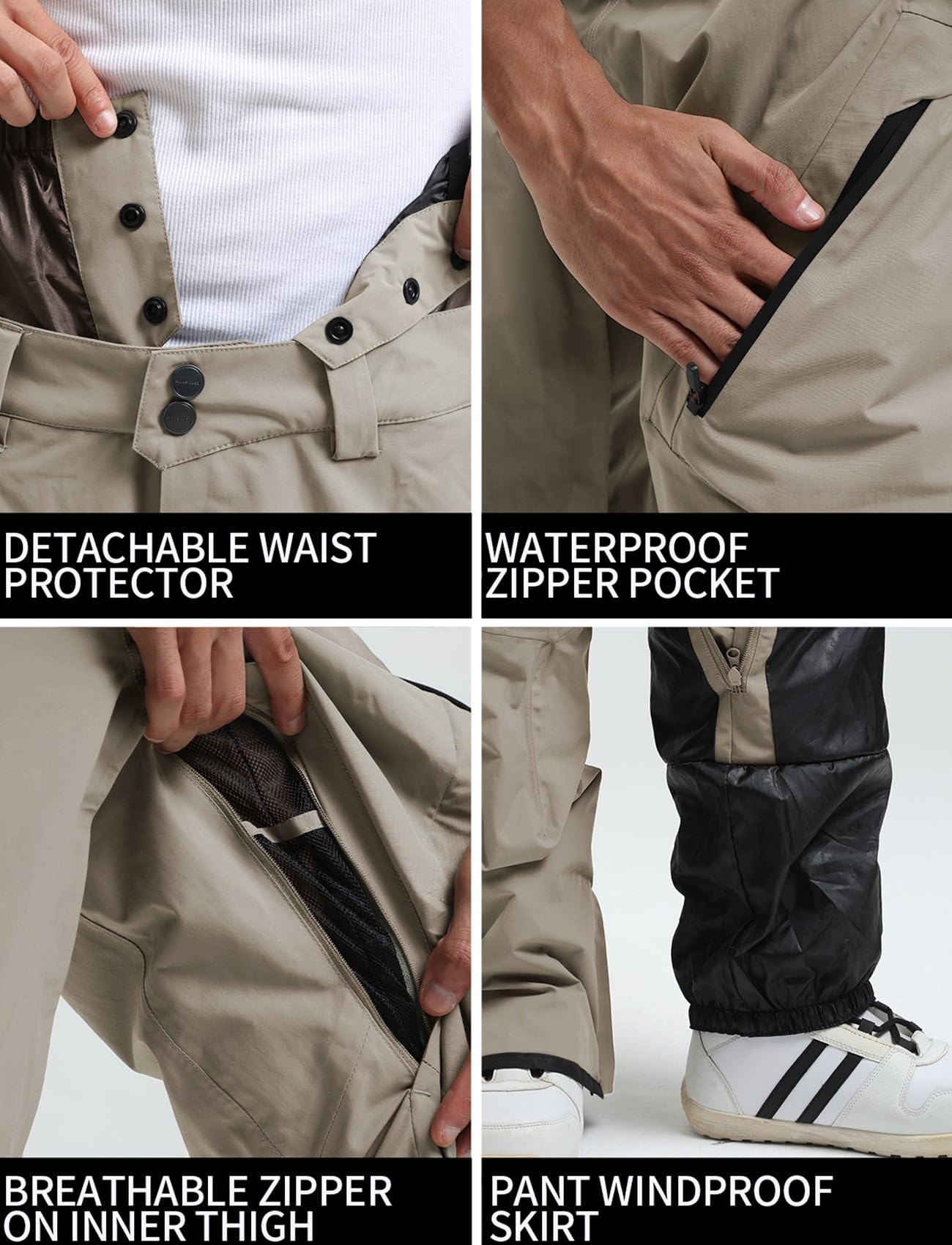 GSOU SNOW Pantalon de Ski et de Snowboard pour Homme et Femme, Unisexe Imperméable Coupe-Vent Respirant Chaud