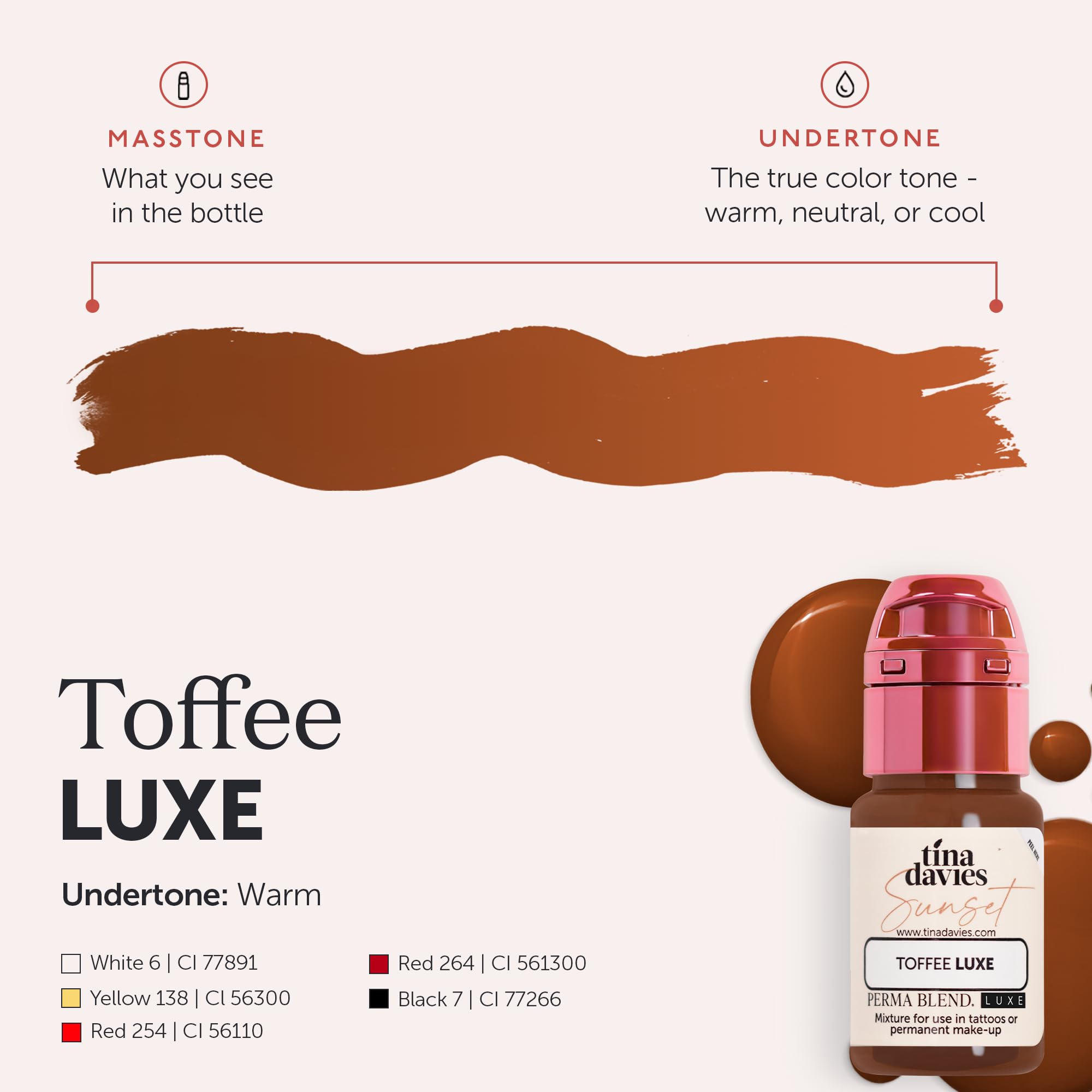 Tina Davies Toffee Brow Luxe Pigment, Permanent Eyebrow Makeup - Colours Heal True to Tone, 1/2 oz Bottle - Image 4