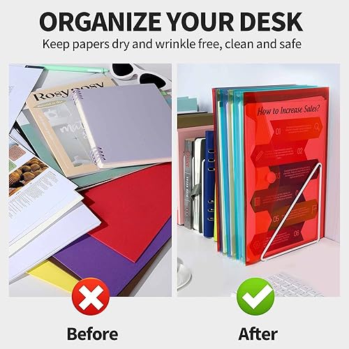 Vista 17 de LEOBRO Sobres de plástico, 8 carpetas de plástico para documentos, carpeta de archivos A4, soporte para documentos, bolsas de archivos