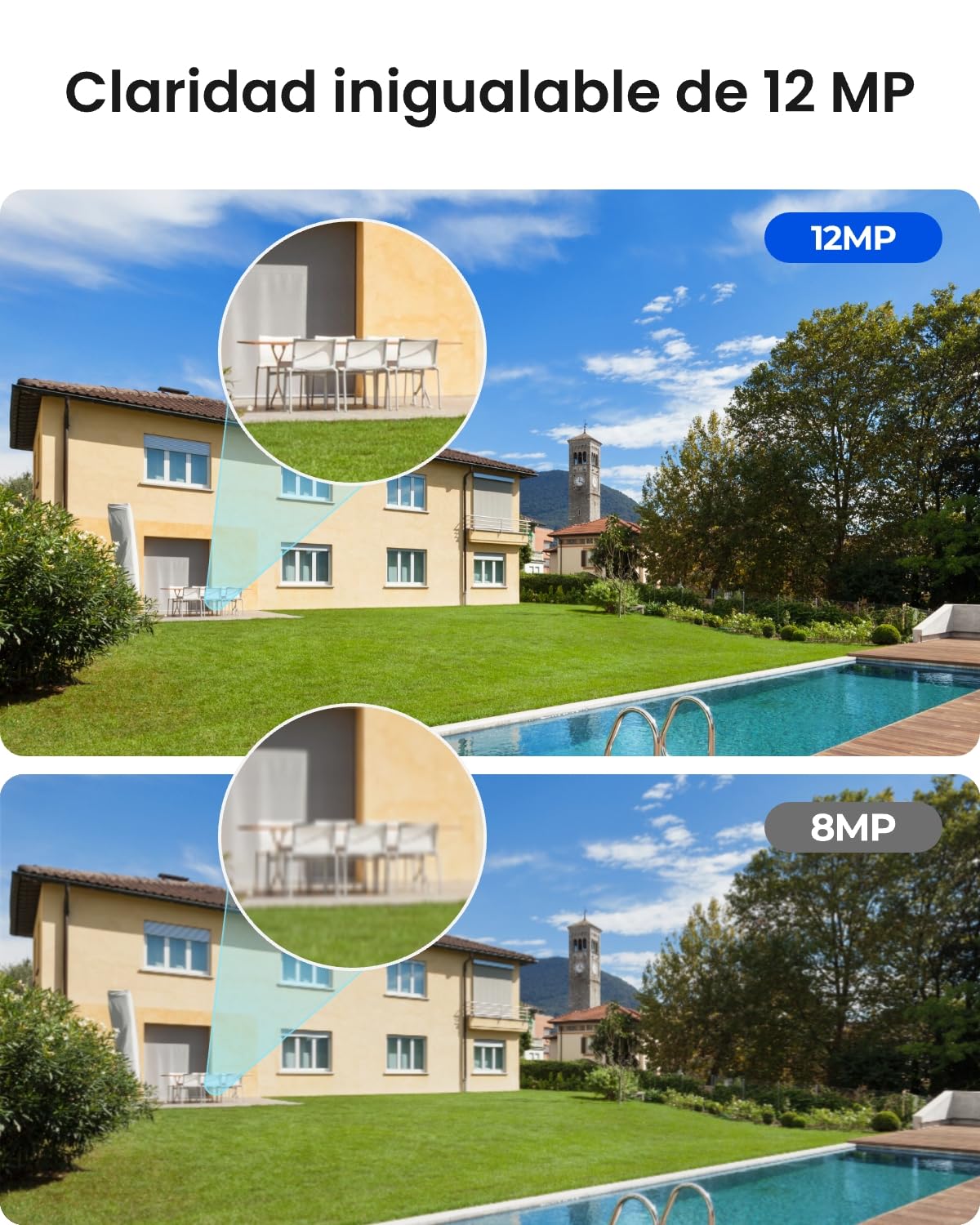 Reolink 12MP Camara IP PoE Exterior con Foco, Camara Vigilancia con Detección de Personas/Vehículos/Pets, Visión Nocturna en Color, Audio Bilateral, Lapso de Tiempo y Alerta de Movimiento, RLC-1212A