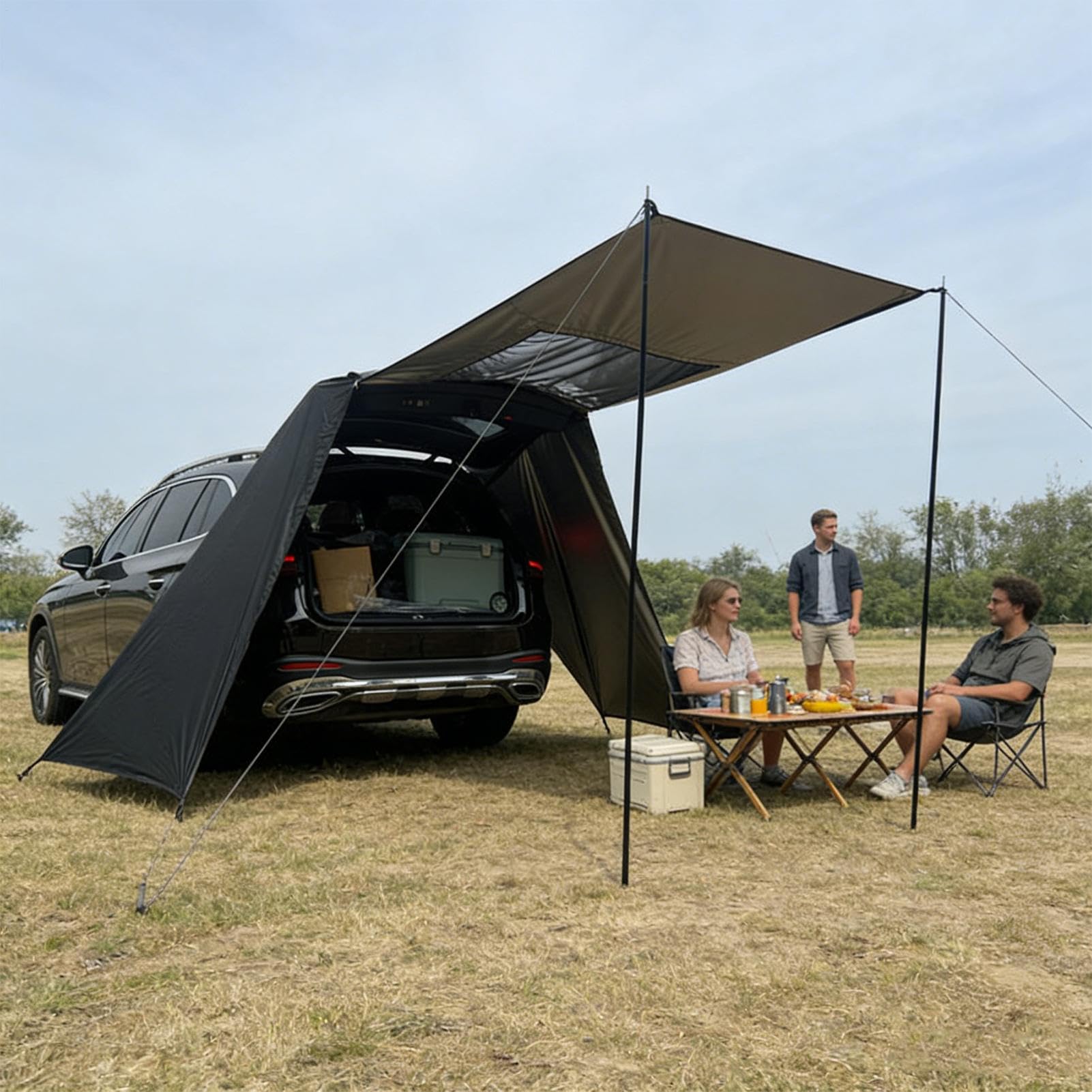Tente de Hayon - Ombrère Respirante Imperméable Coupe-Vent - Auvent extérieur de SUV pour Camping,pour berline, Pick-up, Road Trip, Pique-Nique, randonnée, pêche, Plage, Camping extérieur