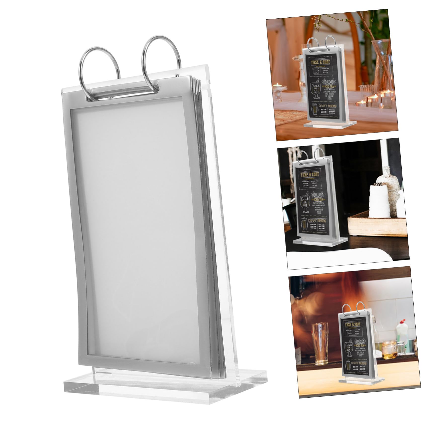 VILLCASE 5piezas Soporte De Menú De Transparente Para Mesa Exhibidor De Menú Para Restaurantes y Eventos Con Base Estable Para Visualización Clara
