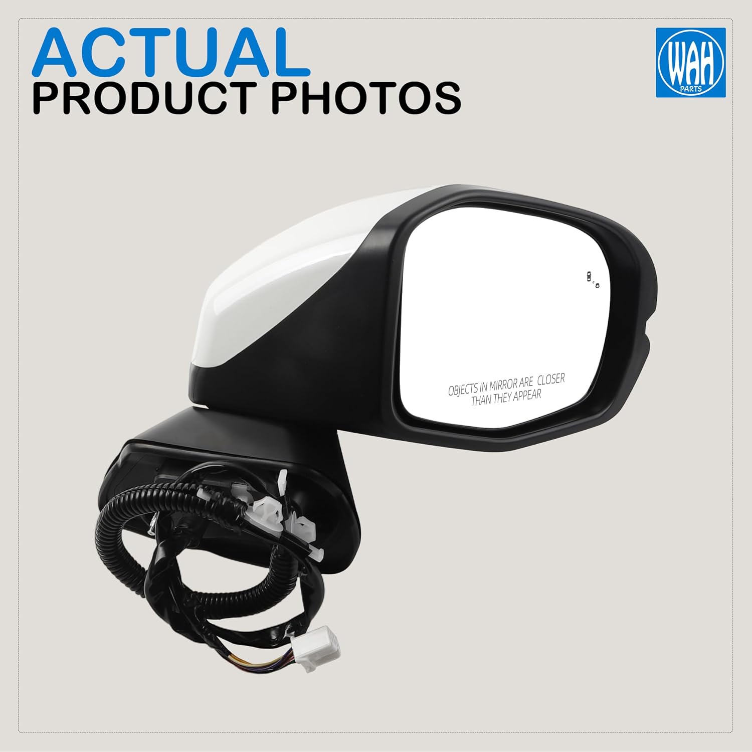 White Right Passenger Side Door Mirror Assembly Compatible With 2023-2025 Honda HR-V EX-L/EX-L NAVI/SPORT 8 Pins Blind Spot Turn Signal Light Heated 76203-3W01-A11