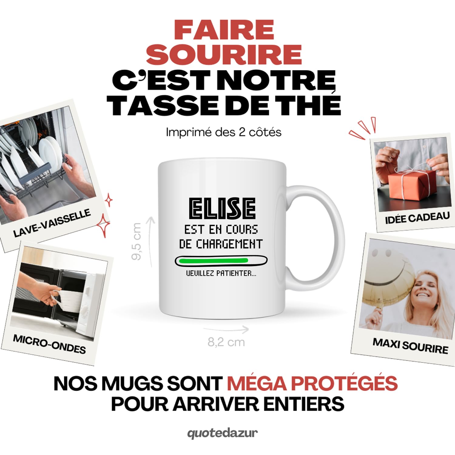 Quotedazur Café-Croissant - Mug Personnalisé Tasse Cadeau Original Humour Noël Je Ne Suis Pas Parfait Mais Je Suis Chef - Rouge/Céramique