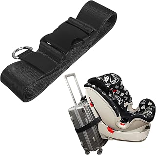 Adjustable Car Seat Travel Belt to Suitcase CPC Certificate CPSIA Test Car Seat Luggage Strap Convert Kid Car Seat and Carry-on Luggage to Airport Car Seat Stroller Carrie Carseat Strap for Luggage