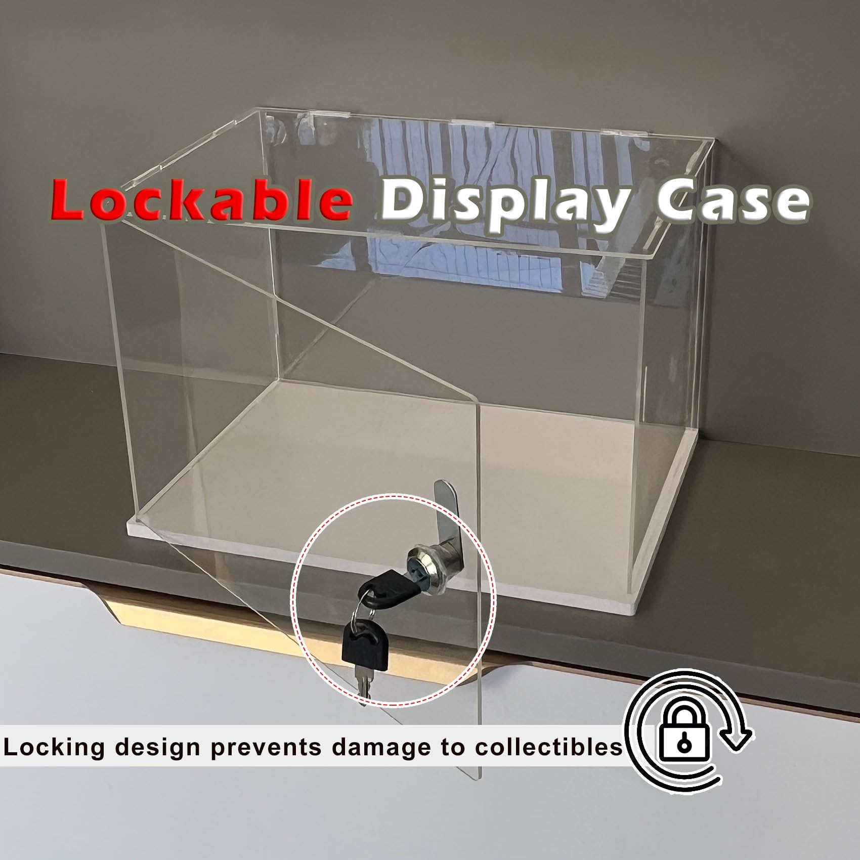 teca espositiva Vetrina Trasparente Con Porta, Vetrina Per Oggetti Da Collezione, Coperchio Per Cassetta Di Sicurezza In Acrilico Da 3 Mm(14x14x18 inch/35x35x45cm)