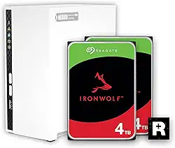 QNAP NAS doméstico de 2 compartimentos com capacidade de armazenamento de 4 TB, pacote de unidades Seagate IronWolf pré-configuradas RAID 1, com portas de 1 GbE (TS-233-24ST-US)