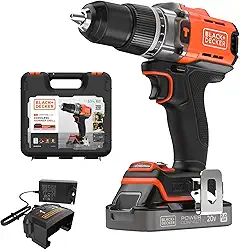 BLACK+DECKER Parafusadeira e Furadeira de Impacto 13mm 20V BCD383D1XK 1 Bateria e 1 Carregador