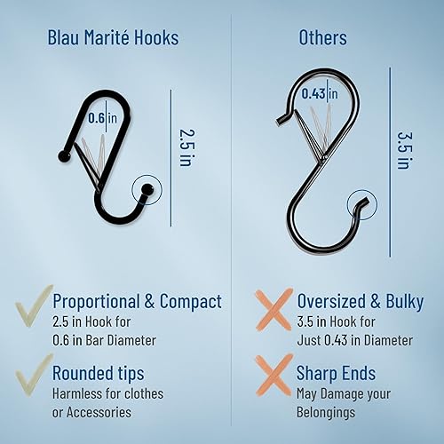 Miniatura 5 de 10 Metalic S-Hooks with Anti-Fall System. Anti Drop S-Shaped Hook with Safety Buckle to Prevent Falls. Heavy Duty. (Black, 2.5in Long (Diameter