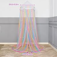 Vista 6 de FIOBEE Cortinas de cama con dosel, mosquitera, decoración de habitación con estrellas para dormitorio, arcoíris