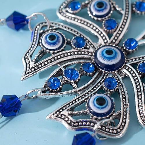 Miniatura 6 de Colgante de pared de mariposa azul turco con atrapasoles de cristal para decoración del hogar, buena suerte, bendición, inauguración de la casa,