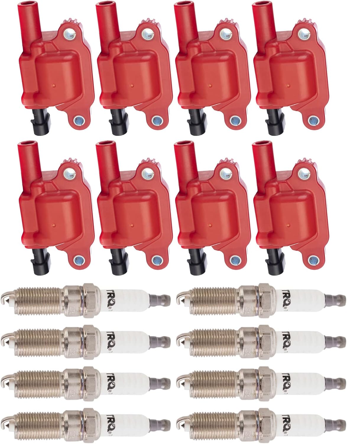 TRQ Ignition Kit Ignition Coil Spark Plugs Compatible with 17-22 Cadillac 14-21 Chevrolet 14-20 GMC
