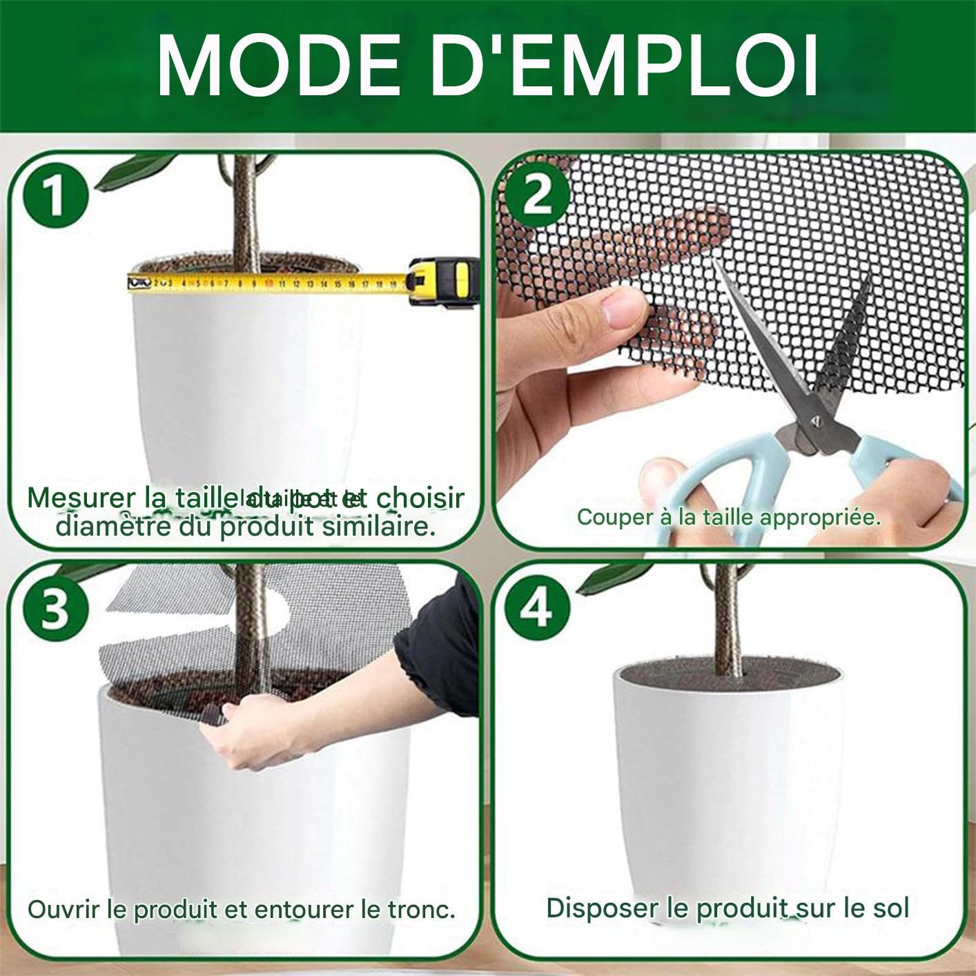 Grille De Protection pour Pot De Plan-tes & Fleurs Diamètre 40 cm - Empêche Les Chats De Creuser dans Le Sol - Empêche Chats Et Écureuils D'entrer dans Les Pots De Fleurs
