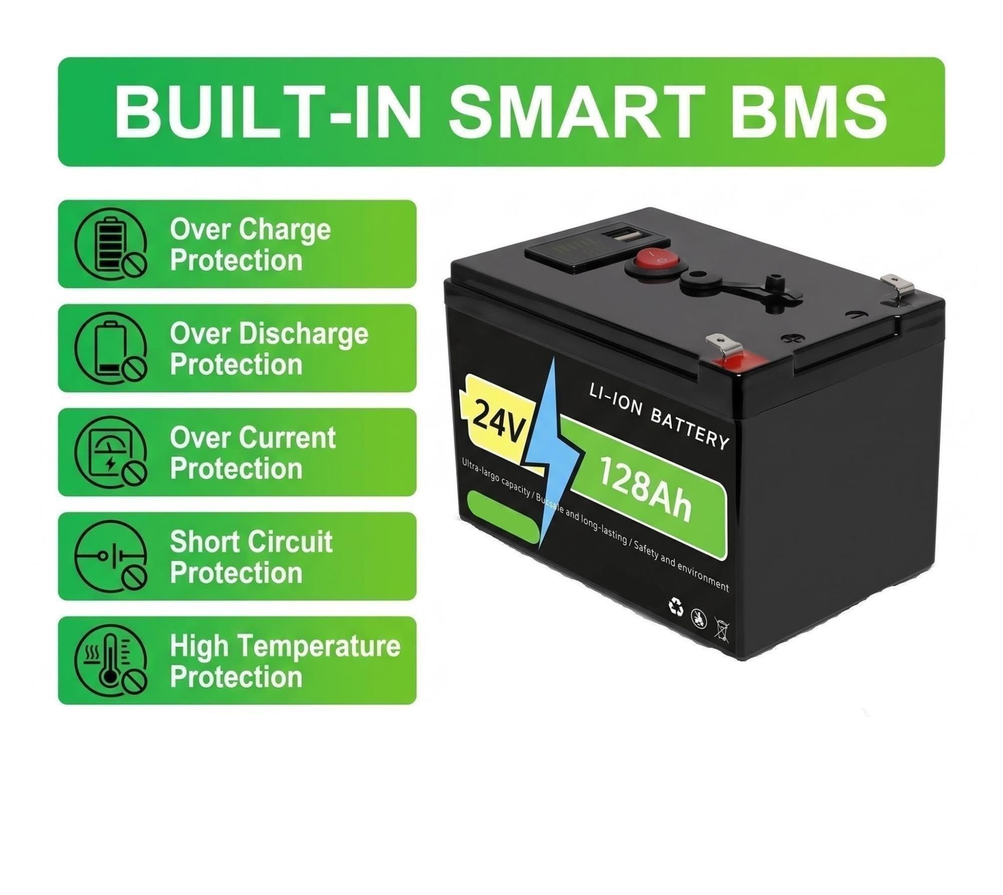 Batería LiFePO4 24V 128Ah 108Ah 88Ah For Luces Domésticas