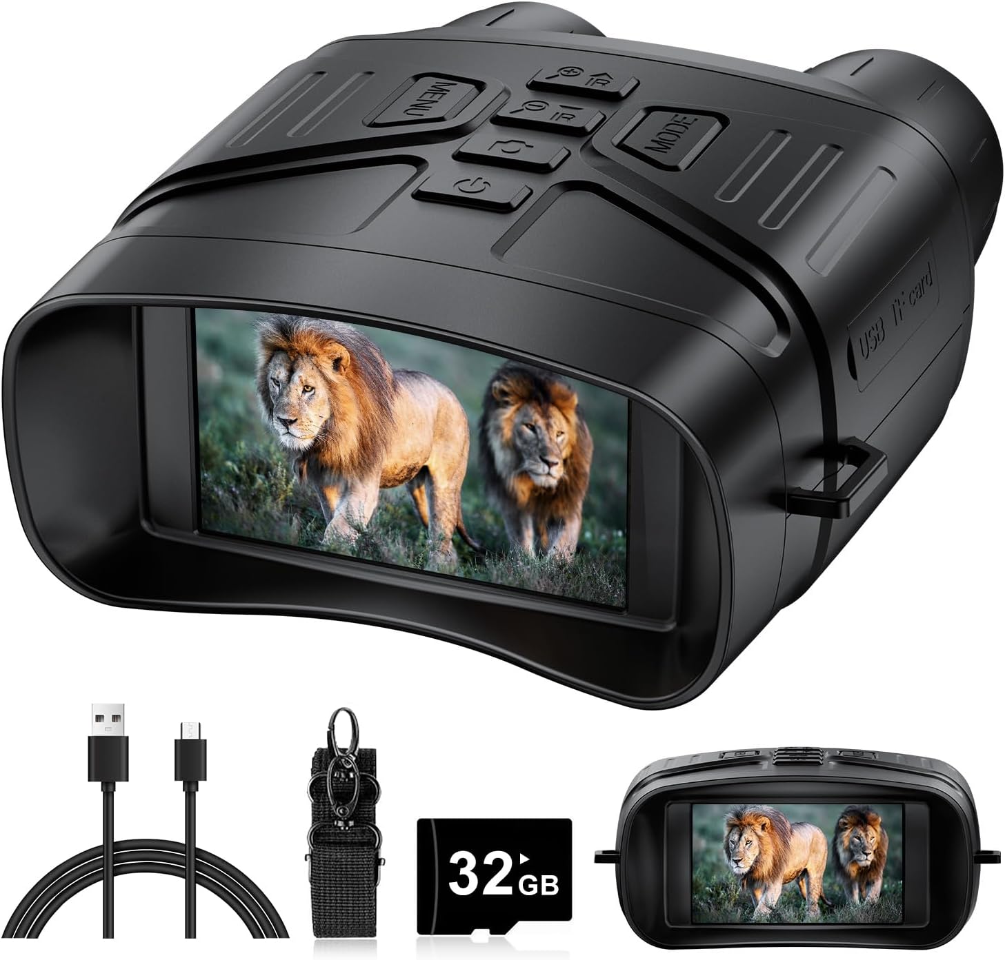 Night Vision Goggles - 4K Night Vision Binoculars with 5000mAh Rechargeable Battery