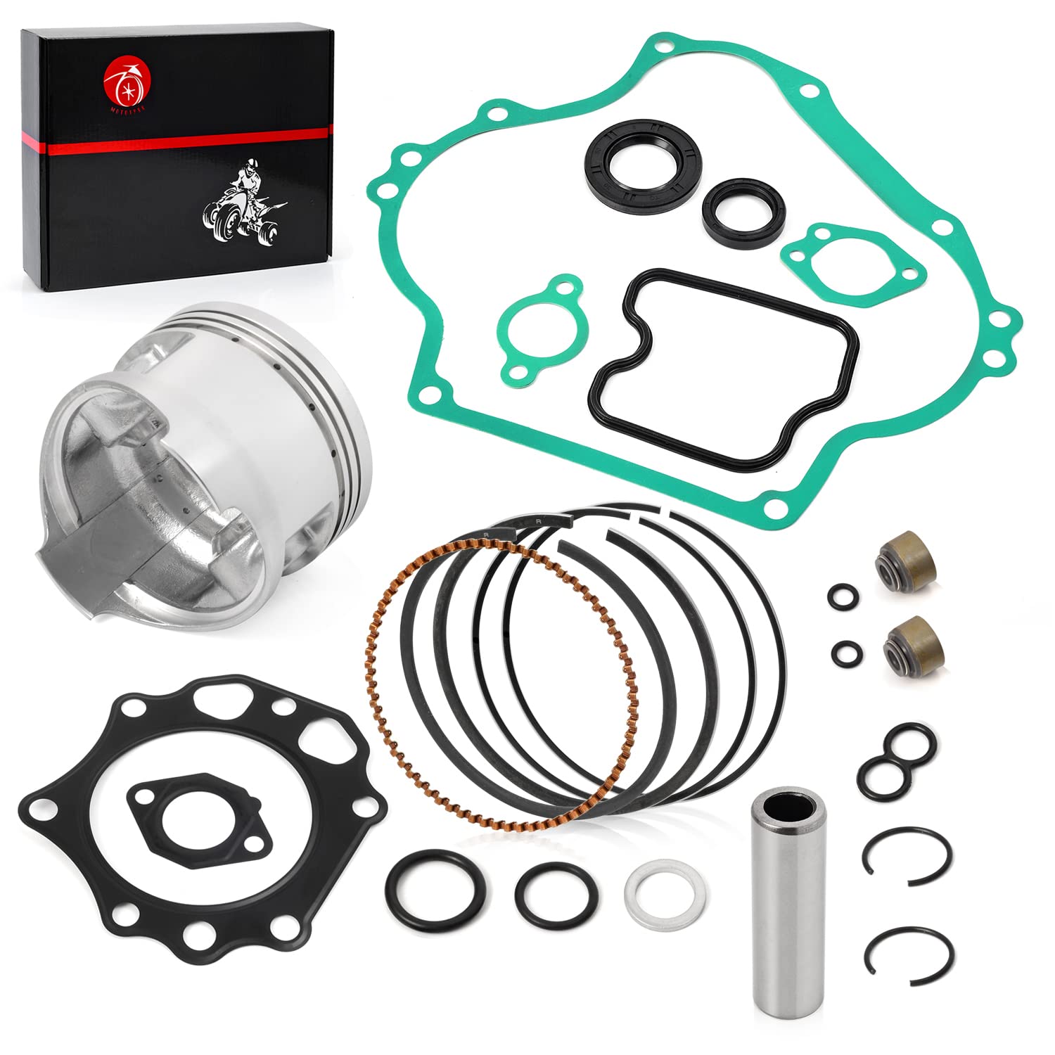 Engine Rebuild Gasket KIT W Piston & Rings & Seals STD Compatible with Kawasaki Mule 500 520 550 KAF300 1990-2004 13001-2207 13008-6007