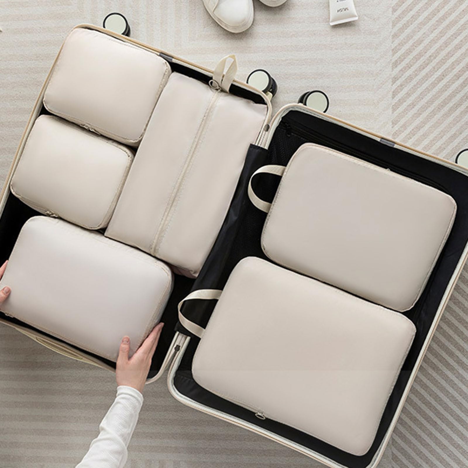 6 pezzi Efficace Borsa Strada Abbigliamento Viaggio Bagagli Organizzatori Borse Per Vestiti E Scarpiere Con Cerniere