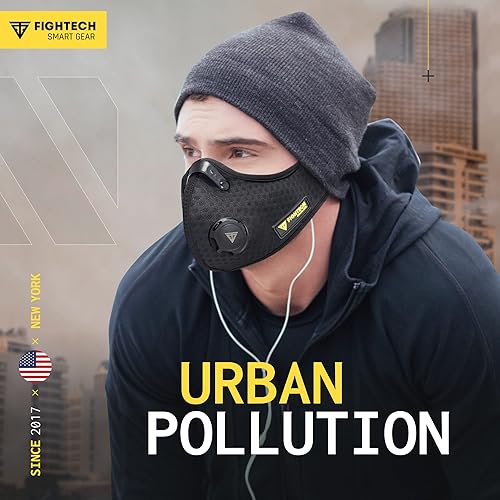 Miniatura 3 de FIGHTECH Máscara facial antipolvo con filtros de carbono extra activos y válvulas de aire, para carpintería, mudanza, construcción