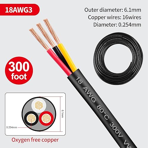 Miniatura 60 de Lesnlok Cable eléctrico calibre 20 AWG con 2 conductores de cobre puro, libres de oxígeno, trenzados, de cloruro de polivinilo, estañados