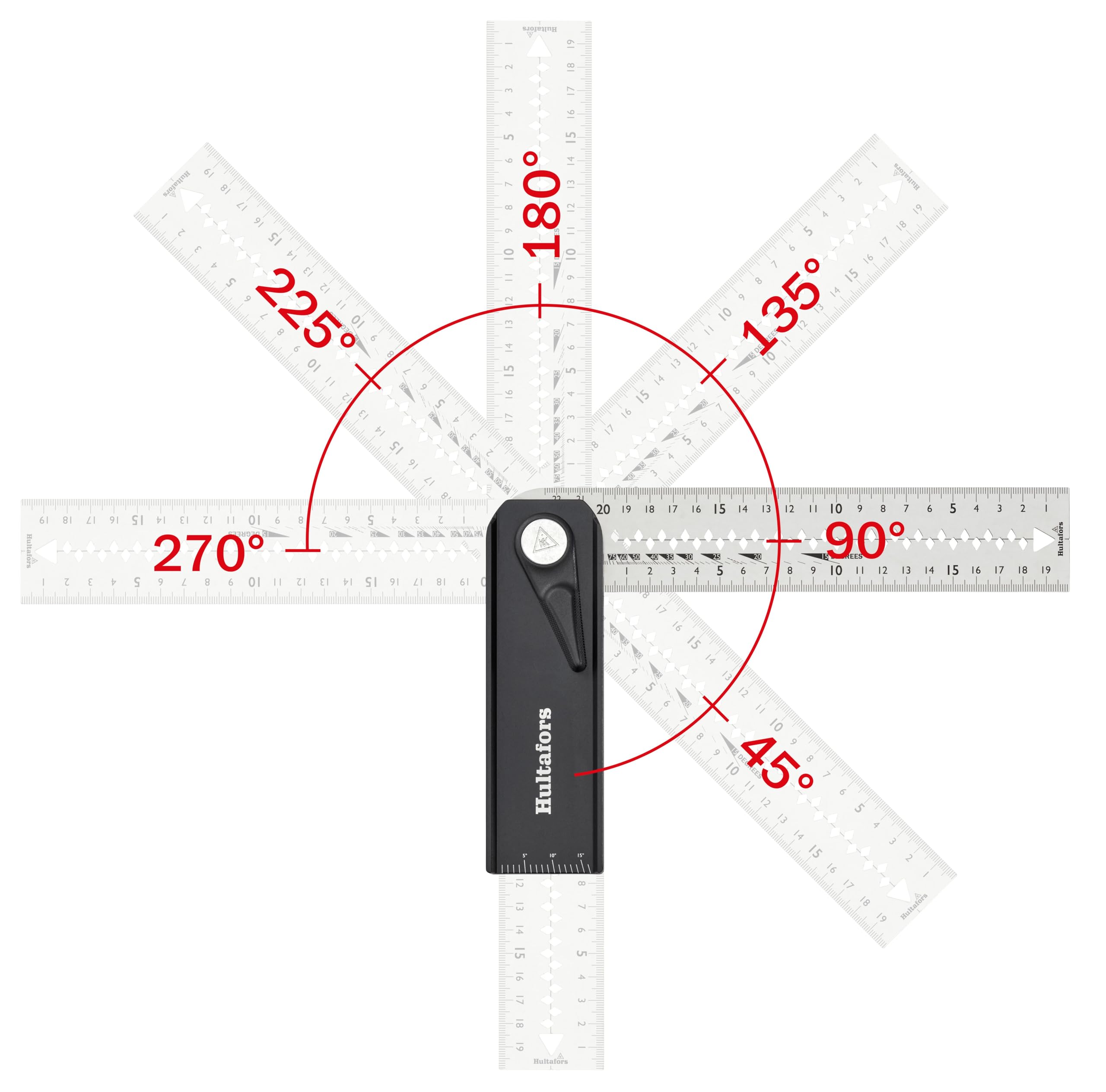 Verstellbarer Winkel von Hultafors I CNC gefräst I Made in EU I Rotierbares Winkeleisen mit Mittellinie und Anreißkerben I Toleranz von ±0,06° (±1 mm/m) I 256023