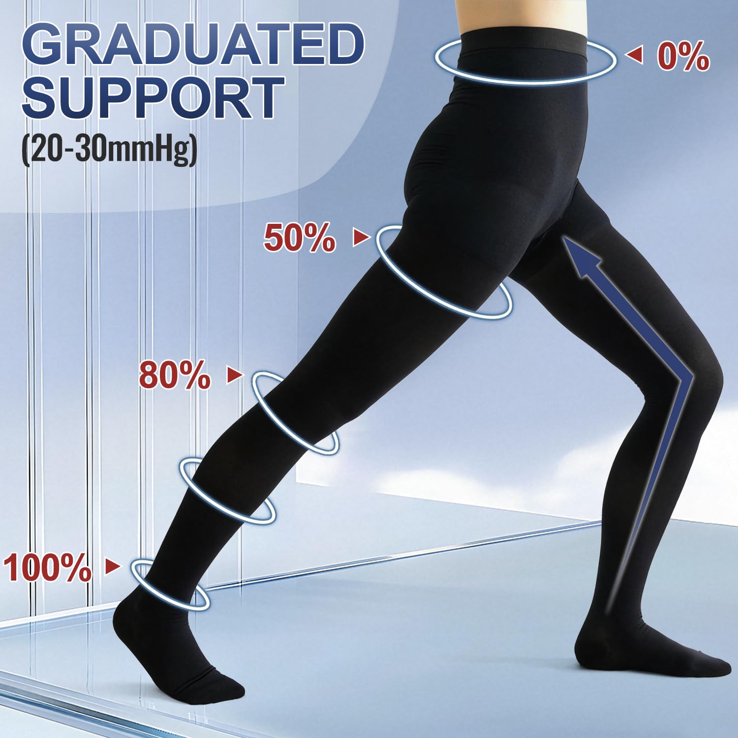 Collants de compression médicale pour homme et femme - Long 20-30 mmHg - Soutien gradué - Chaussettes de compression pour varices, œdèmes