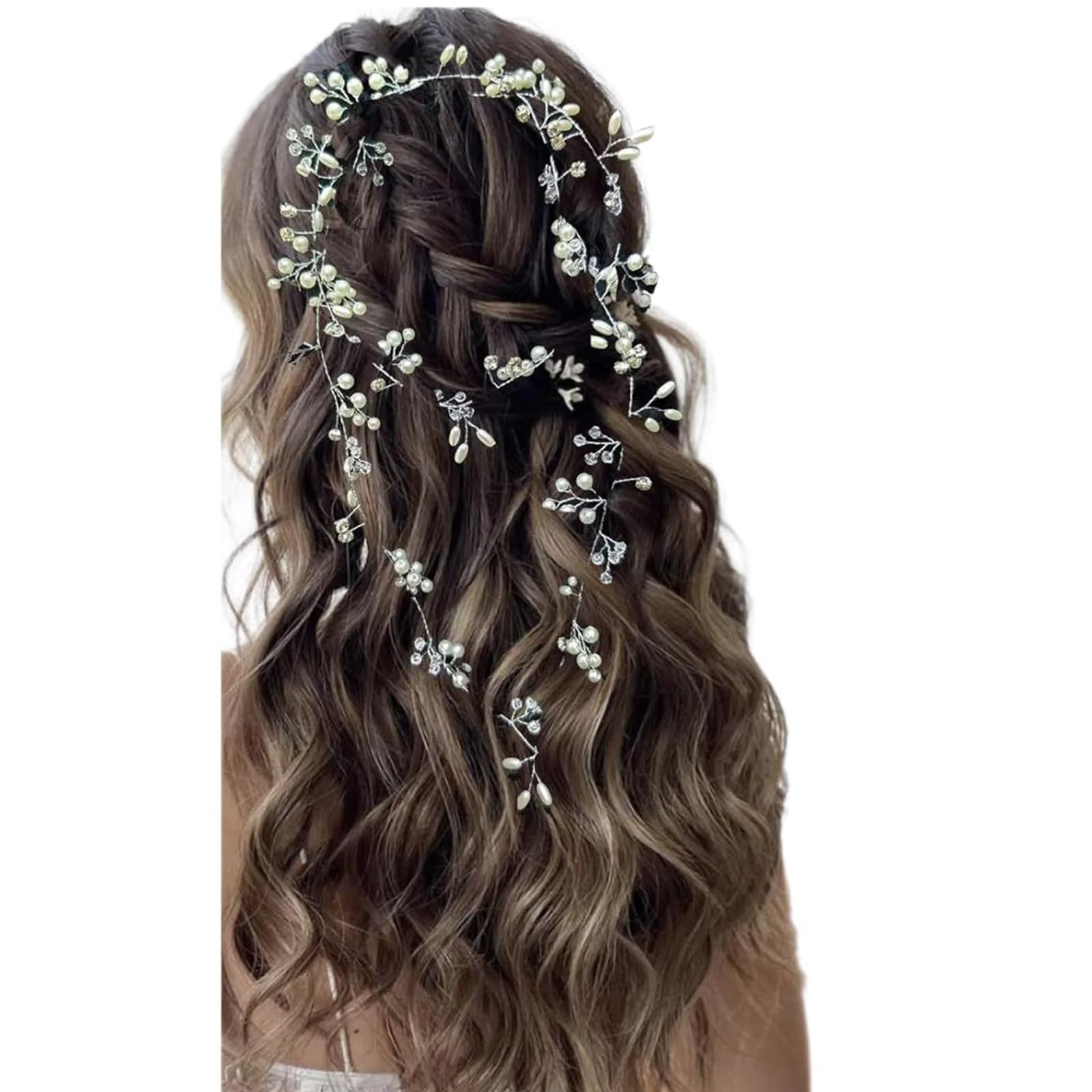 Fentency Elegant Bridal Pearls Headpiece Delicate Wedding Hair Vine Party Headwear Hairpiece for Bride and Bridesmaids