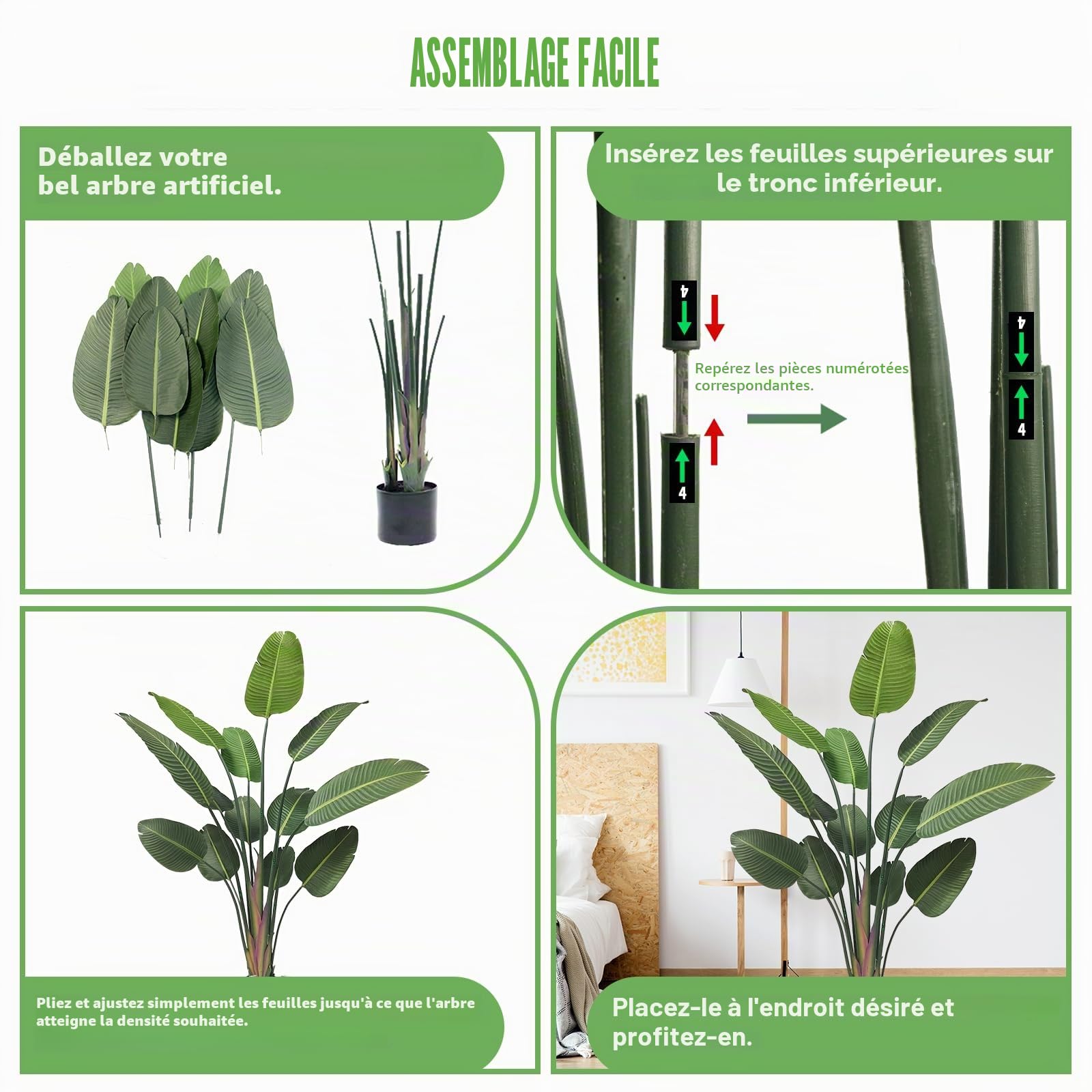 Oiseau du Paradis Artificiel 180cm - Grande Plante Tropicale Fausse pour Déco Jardin, Chambre ou Bureau (Extérieur/Intérieur)