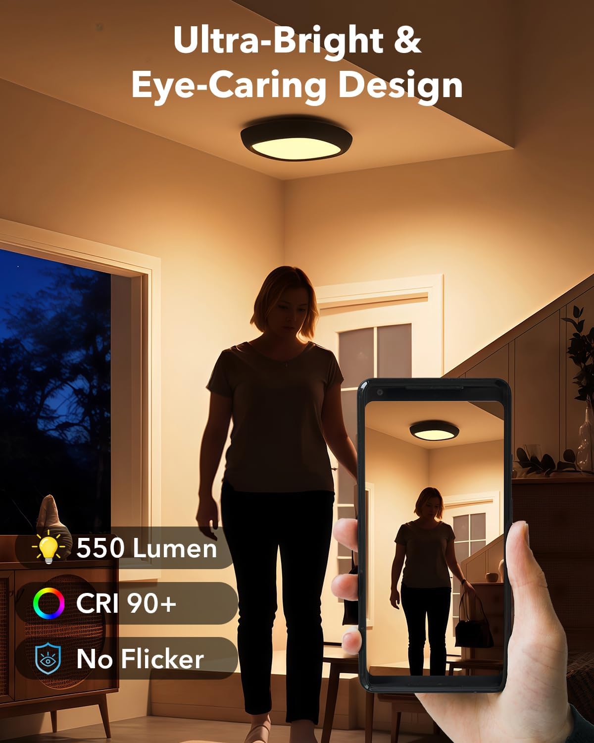 2 Pack Motion Sensor Rechargeable Ceiling Light with Remote, 12000mAh Wireless Shower Lights for Inside Shower, Battery Operated Closet Light Sensored Indoor LED Overhead Lighting No Wiring for Garage