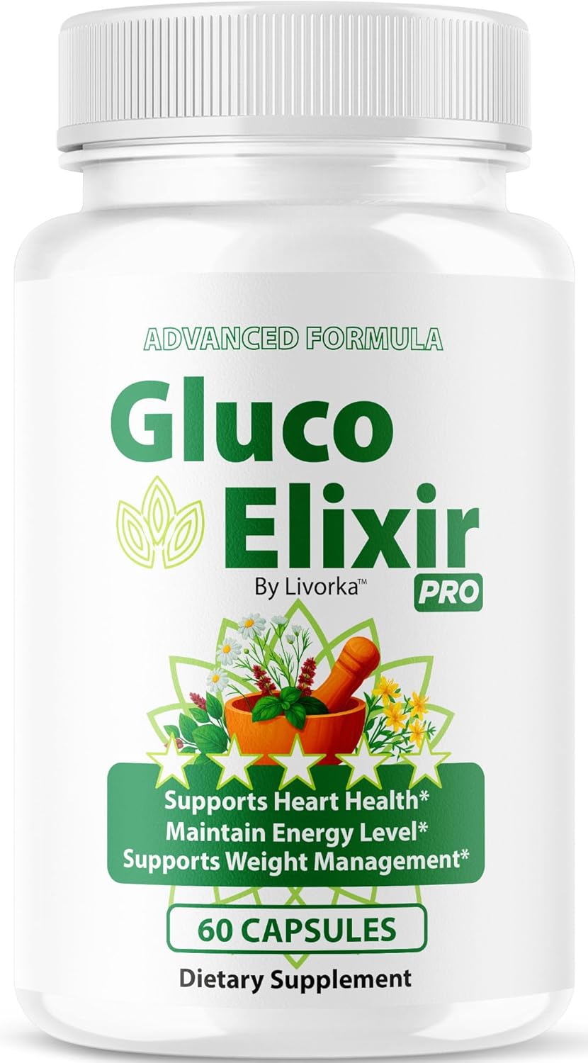 GlucoElixir Pro Capsules - Official GlucoElixir Pro Blood Health Support Advanced Formula Pills - Maximum Strength, Natural Vitamins for Overall Health & Wellness, 60 Capsules for 1 Month
