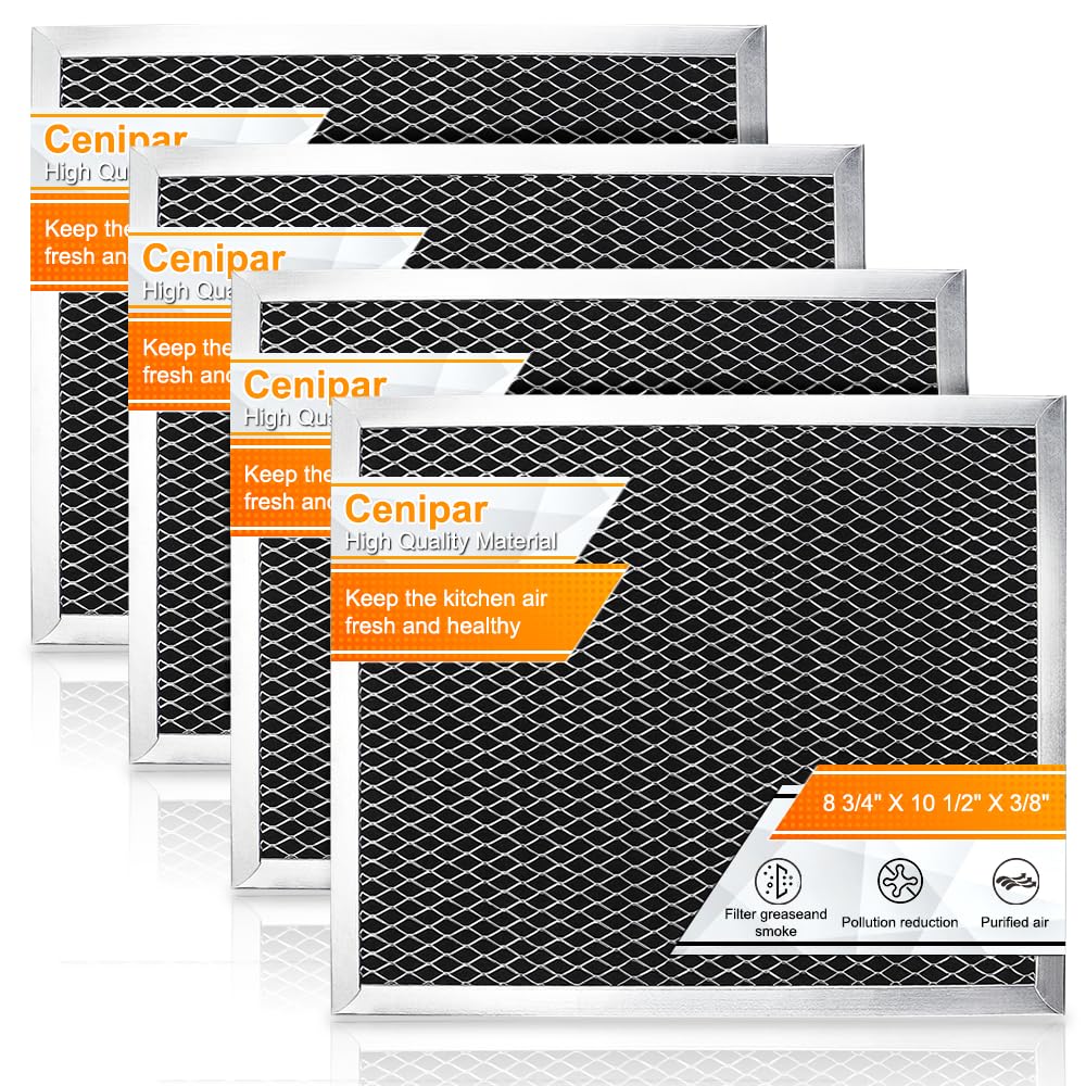 Cenipar 97007696 Range Hood Filter,41f Stove Hood Vent Filter Replacement For Broan& Nutone Charcoal Carbon Combo Replace 6105c 97005687-By Size 8.75" X 10.5 X .44"(4 Pack)