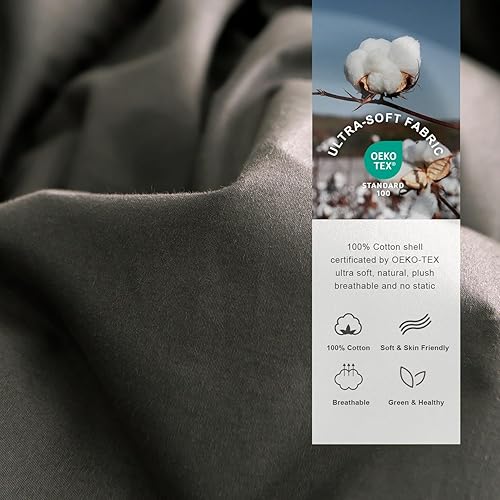 Miniatura 3 de Royoliving - Edredón de plumas de pato gris, pesado, tamaño Queen o matrimonial, grueso, gris carbón, funda de 100 % algodón, para el invierno, con