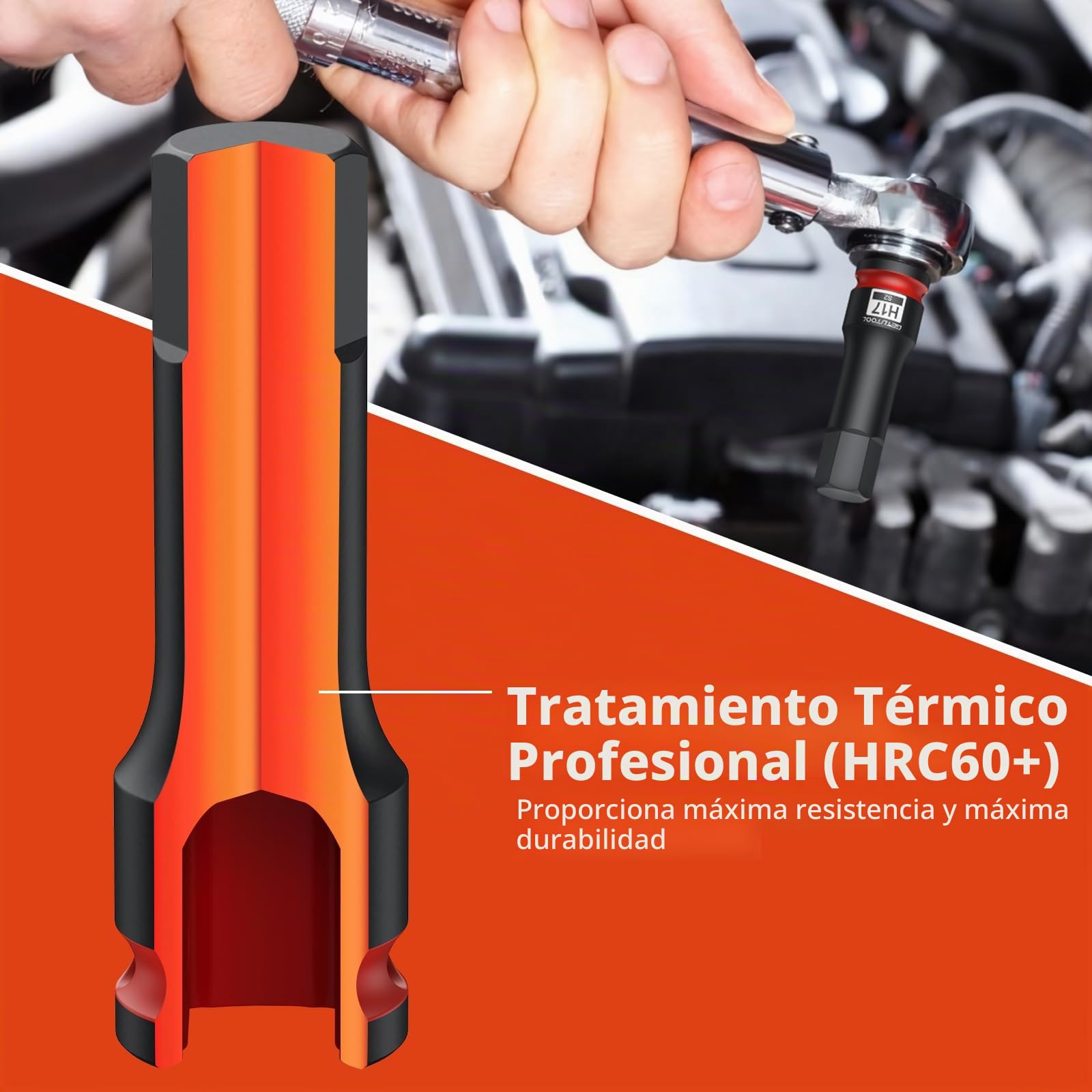 GETLITOOL Juego de 20 llaves Allen de impacto 1/2 pulgada S2 acero hexagonal y Torx, tamaño marcado, caja de almacenamiento