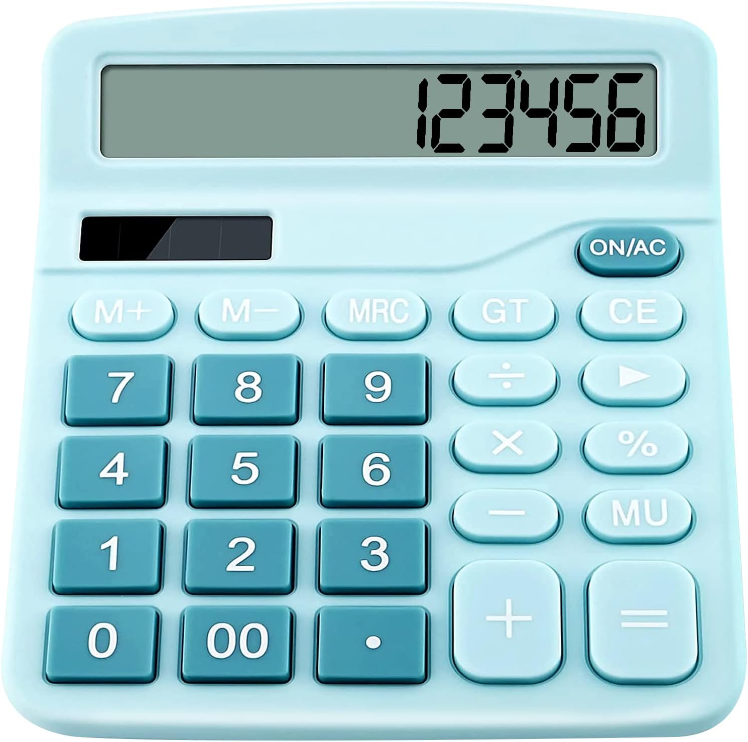 Desk Calculator, 12-Digit Dual Solar Battery Calculators with Large LCD Display, Office Calculator with Large Buttons, Standard Function Desktop Calculator for Office Home School (Blue)