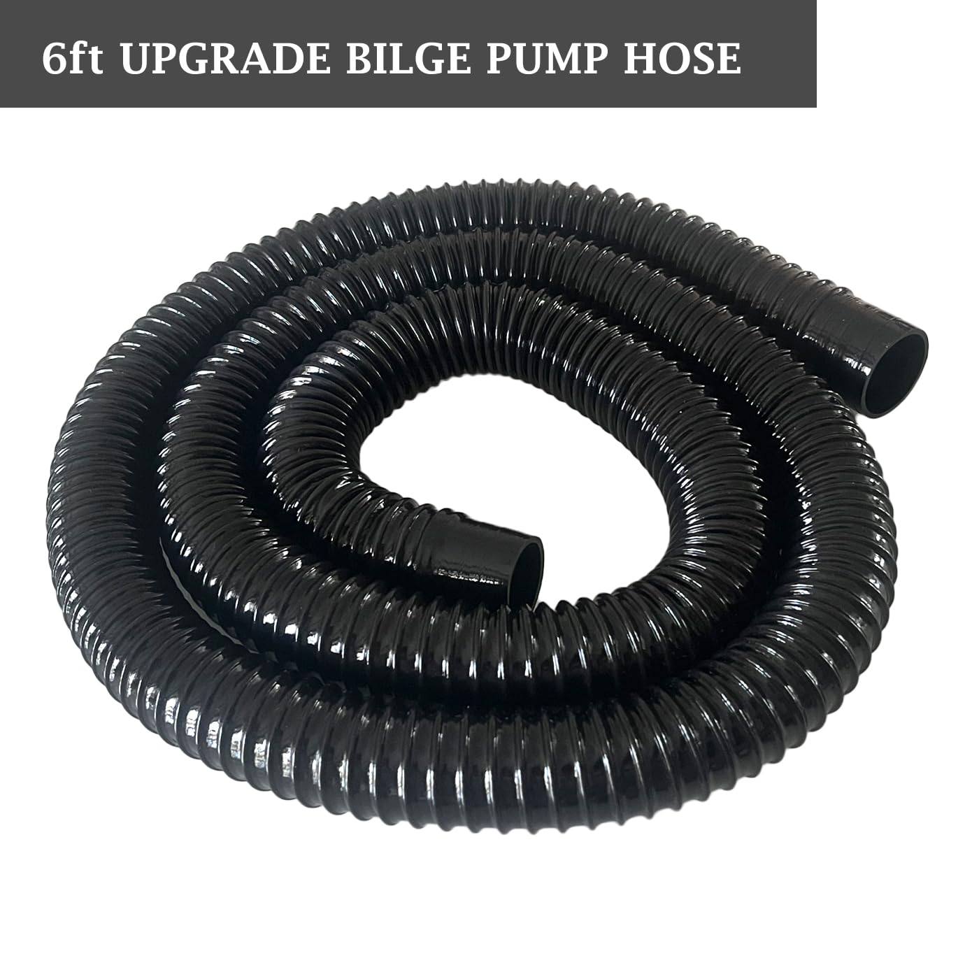 1-1/8 Inch Bilge Pump Plumbing Kit, 1100gph Electric 12v Boat Bilge Water Pump, 6 FT Bilge Pump Hose, 2 Stainless Steel Clamps and Thru-Hull Fitting (Black)