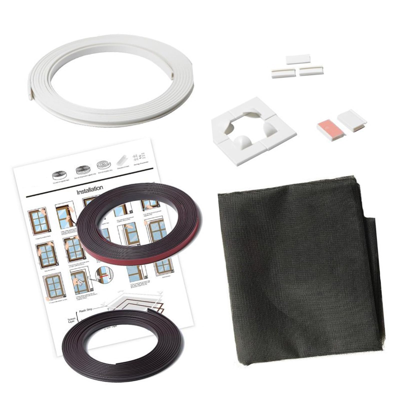 Filet de fibre de verre magnétique réglable avec cadre blanc amovible pour fenêtre