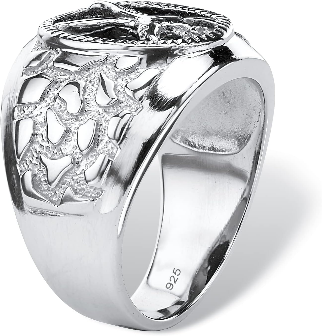 Men's Sterling Silver Oval Shaped Natural Black Onyx Eagle Ring