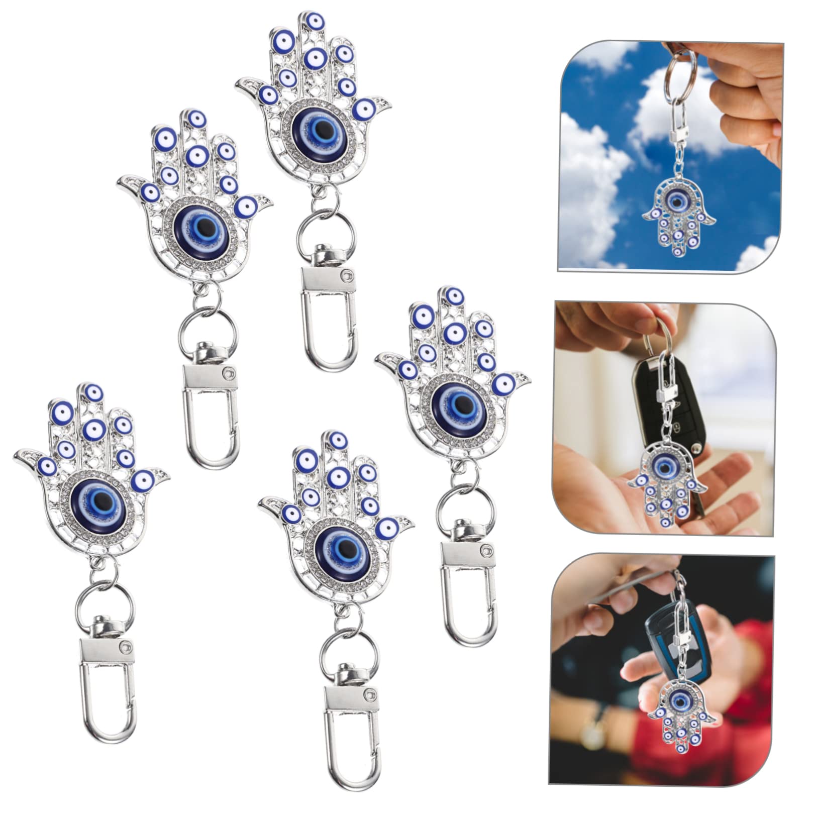 Vaguelly 20piezas Llavero De Mano De Fátima Ojo Maligno Colgante Decorativo Para Bolsos Amuleto De Protección Diseño Compacto y Ligero Para y Uso Diario