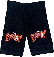 Vista 16 de Juego de 2 toallas de baño de Halloween con diseño de familia fantasma espeluznante, color negro, suave, 100% algodón, 12 x 18 pulgadas, decoración