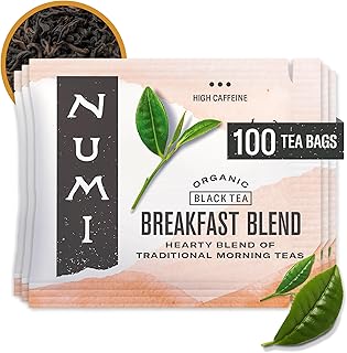 Numi Organic Breakfast Blend Tea, 100 Tea Bags, Assam, Ceylon & Darjeeling Black Teas, Caffeinated