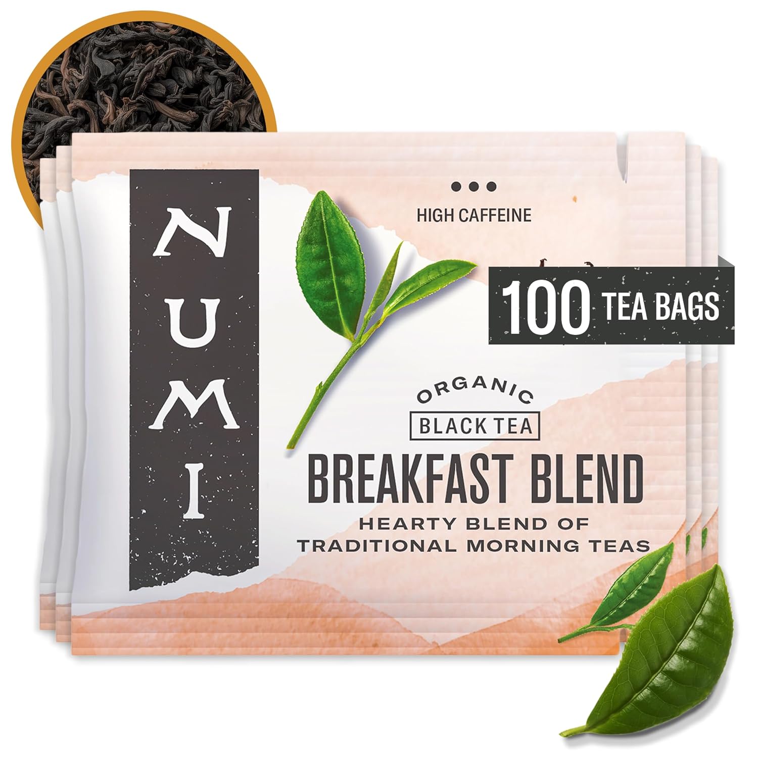 Numi Organic Breakfast Blend Tea | 100 Black Tea Bags | Assam, Ceylon & Darjeeling Black Teas | Caffeinated