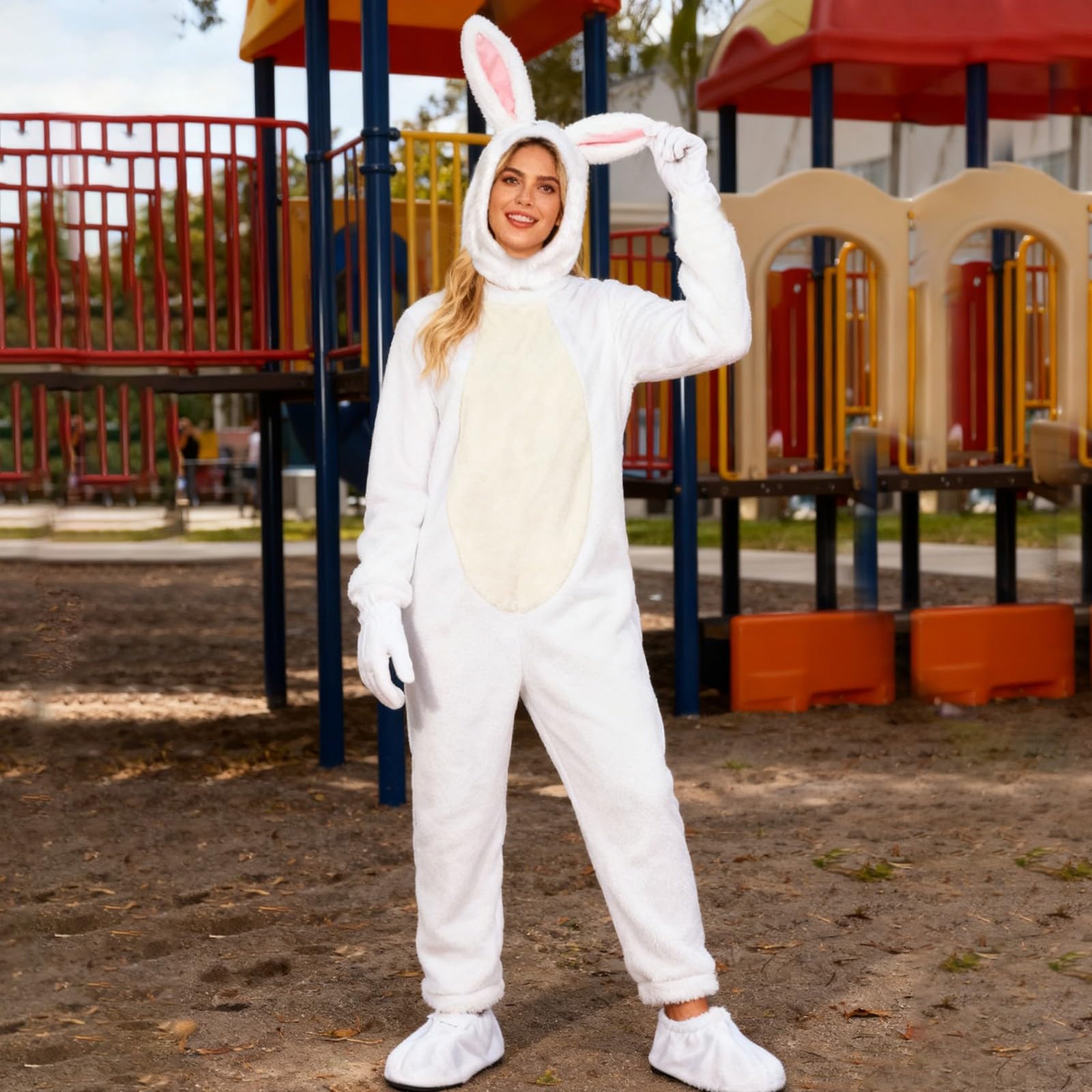 Costume da coniglio estivo 2026 per adulti, elegante tuta da personaggio dei cartoni animati, abbigliamento performance, vestito cosplay