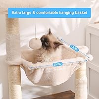 Vista 3 de Hey-brother Árbol para gatos con caja de arena, torre para gatos todo en uno para gatos de interior con hamaca grande, cama, estación de alimentos