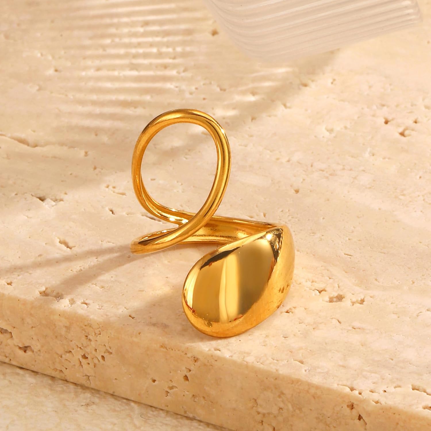 Chunky Rings For Women, Gold Silver Mixed Metal Thumb Ring Asymmetrical Wavy Curve Ring Adjustable Non Tarnish Dainty Stainless Steel New Year Anniversary Birthday Jewelry Gift - Image 5