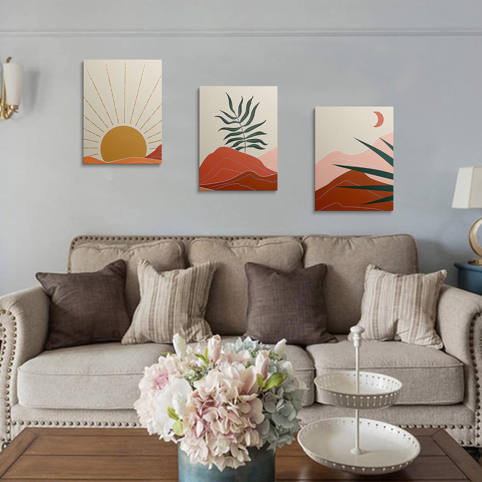 Canvas Frame Boho Art Prints - Wall Decor Pictures for Home Set of 3 Poster Artwork YH1805, H0185, 16 x 12 inch - 40 x 30 cm - Image 4
